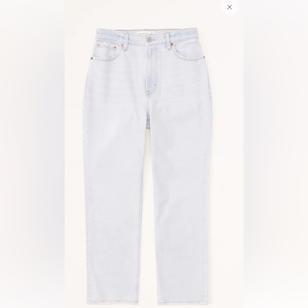 Abercrombie Curve love ultra high rise ankle straight jeans in light wash